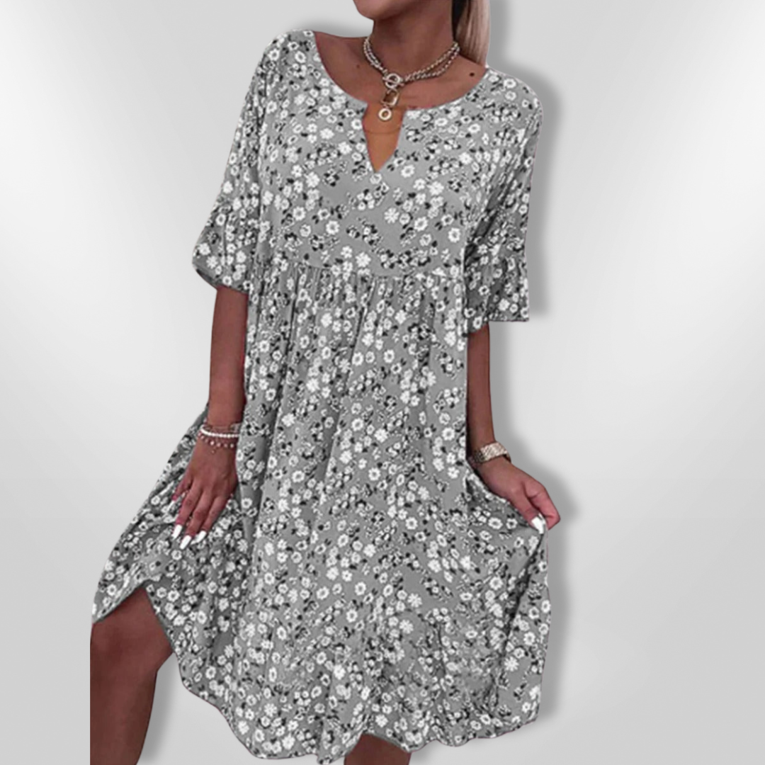 Dame Sommerkjole Blomsterdesign Lett Stoff 5