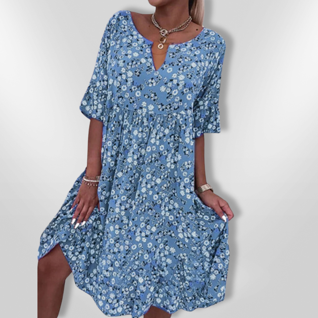 Dame Sommerkjole Blomsterdesign Lett Stoff 6