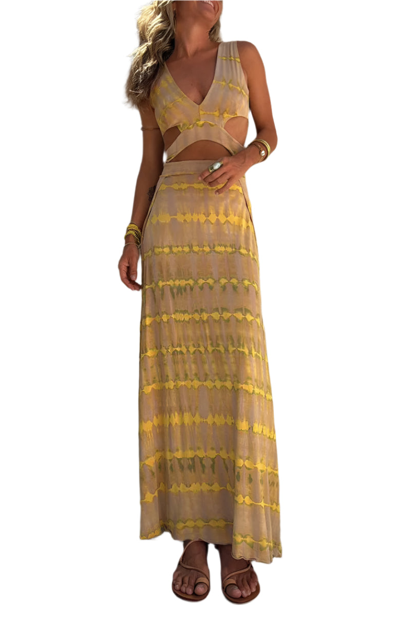 Dame Sommerkjole Med Utringning Og Slit I Stretchstoff 0