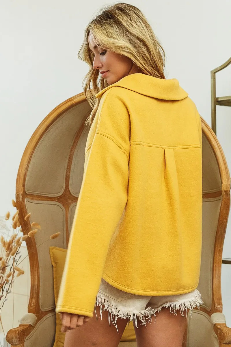 Dame Sweatshirt Fleece med Krage og Lommer 3