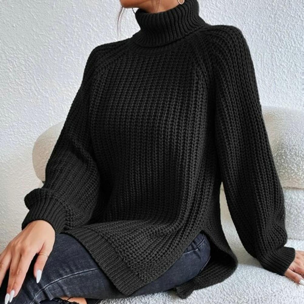 Dame Turtleneck Genser Ribbet Ull Strikket 5