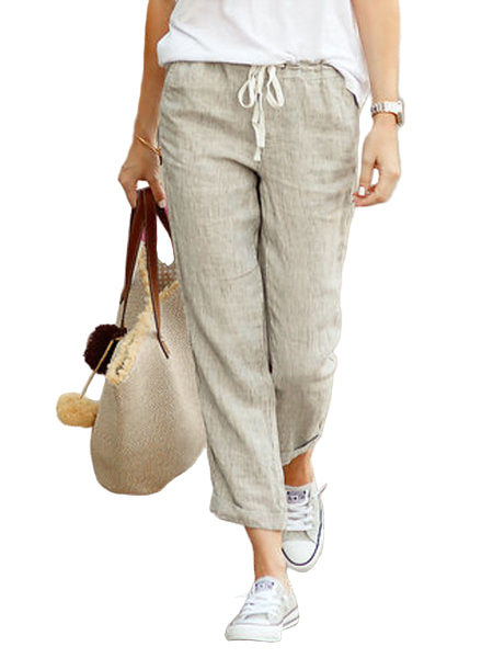 Damebukser – Avslappet Passform – Snor i Midjen – Hel Lengde 0