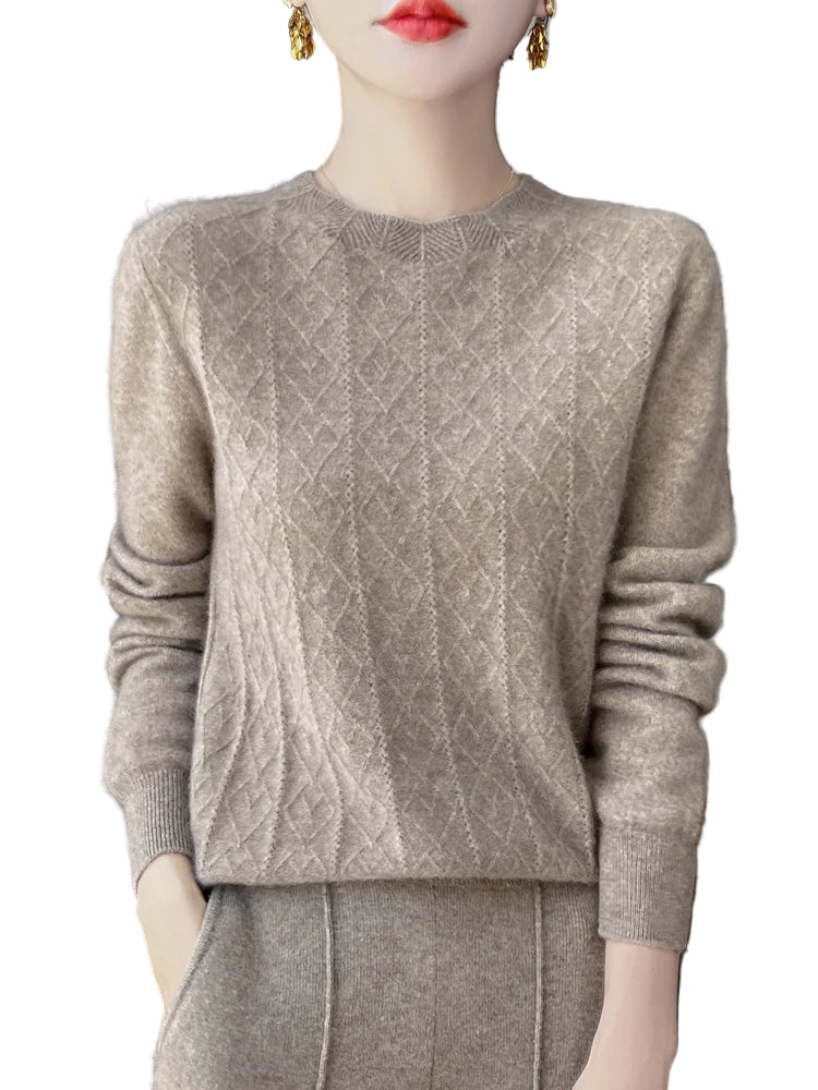 Damegenser Rund Hals Merinoull Langermet Komfortabel Fashion 0