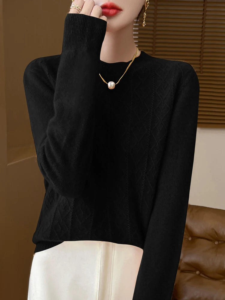 Damegenser Rund Hals Merinoull Langermet Komfortabel Fashion 8