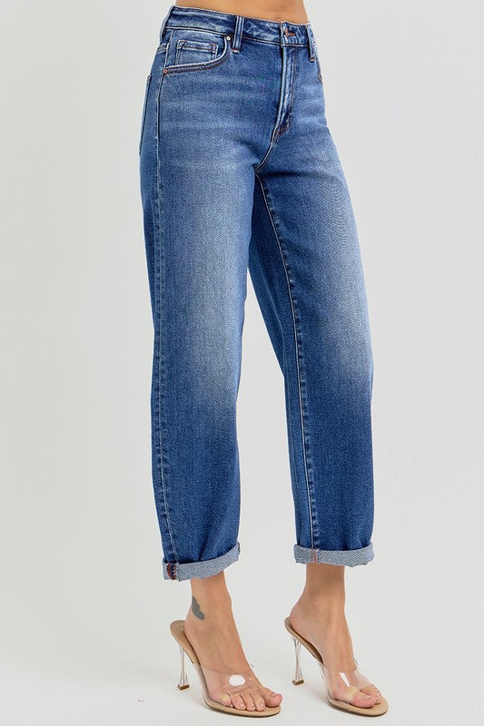 Damejeans Høy Midje Crop Mild Barrel Denim 1
