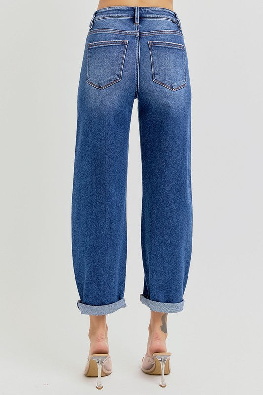 Damejeans Høy Midje Crop Mild Barrel Denim 2