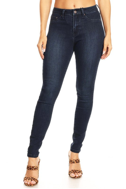 Damejeans Høy Midje Skinny Denim Mørk Indigo 1