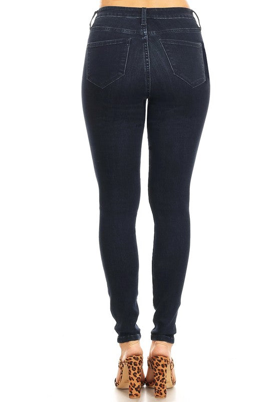 Damejeans Høy Midje Skinny Denim Mørk Indigo 3