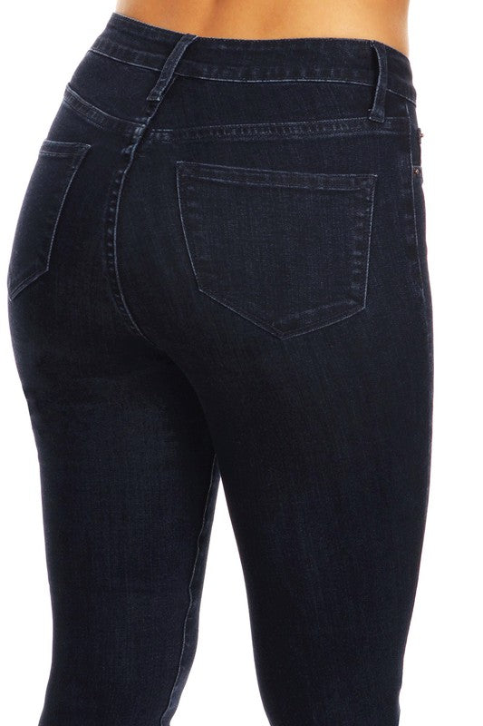 Damejeans Høy Midje Skinny Denim Mørk Indigo 4