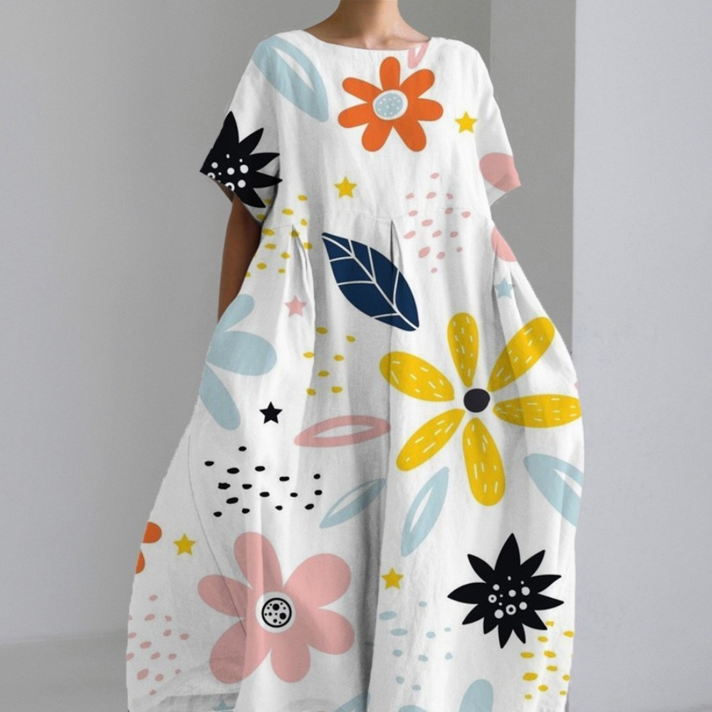 Damekjole Avslappet Snitt Rund Hals Myk og Behagelig 1