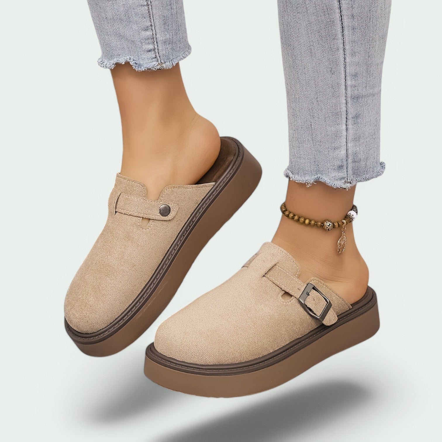 Damemoccasiner Retro Plattform Sandaler i PU 1