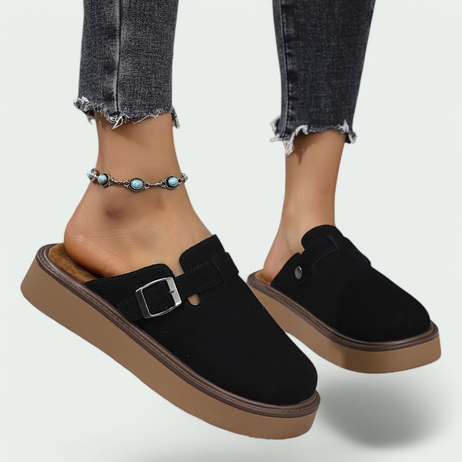 Damemoccasiner Retro Plattform Sandaler i PU 2