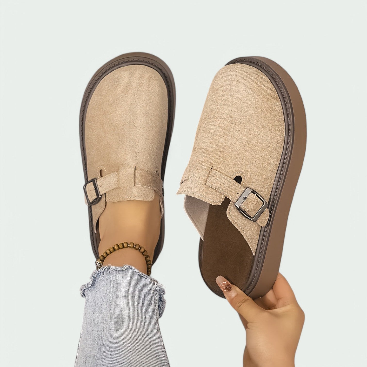 Damemoccasiner Retro Plattform Sandaler i PU 3