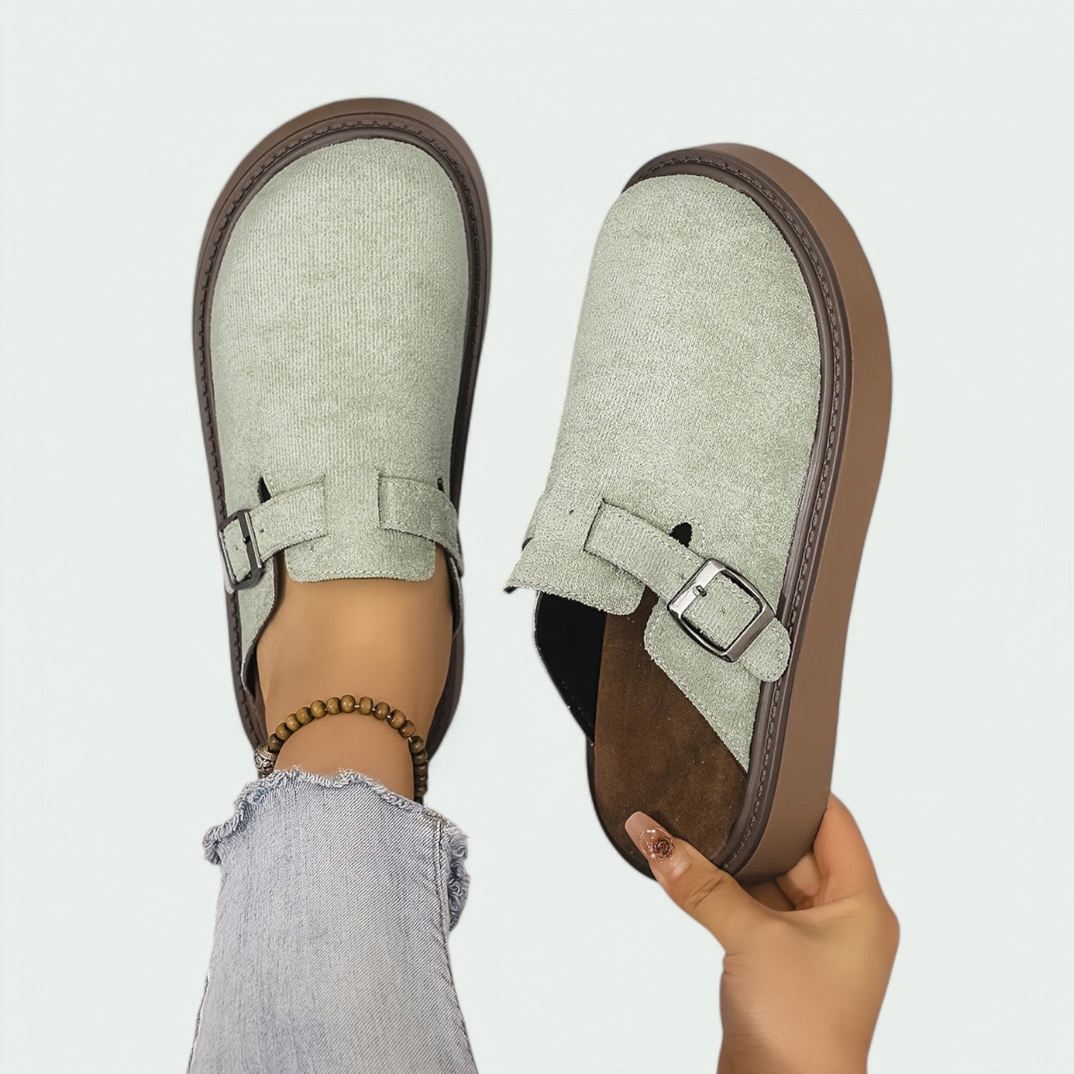 Damemoccasiner Retro Plattform Sandaler i PU 4