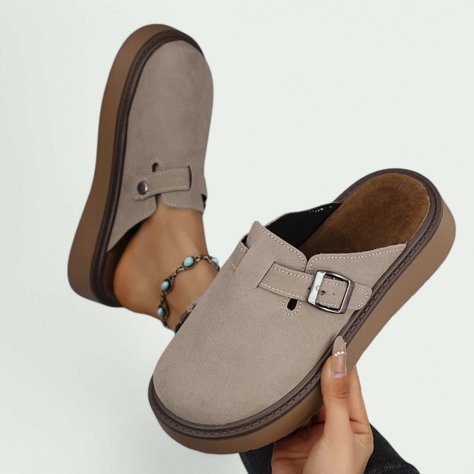 Damemoccasiner Retro Plattform Sandaler i PU 5