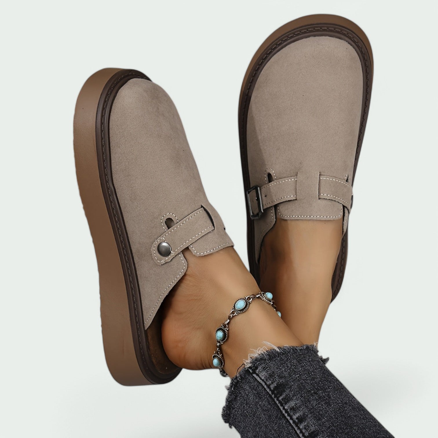 Damemoccasiner Retro Plattform Sandaler i PU 7