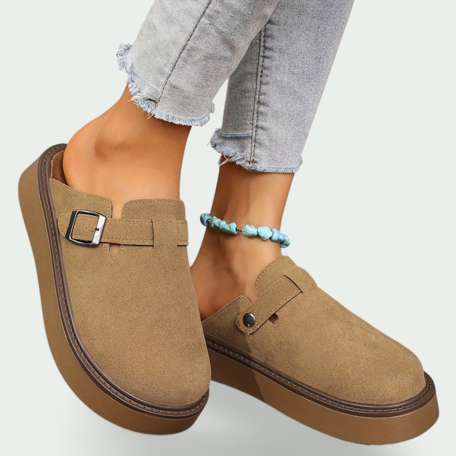 Damemoccasiner Retro Plattform Sandaler i PU 8