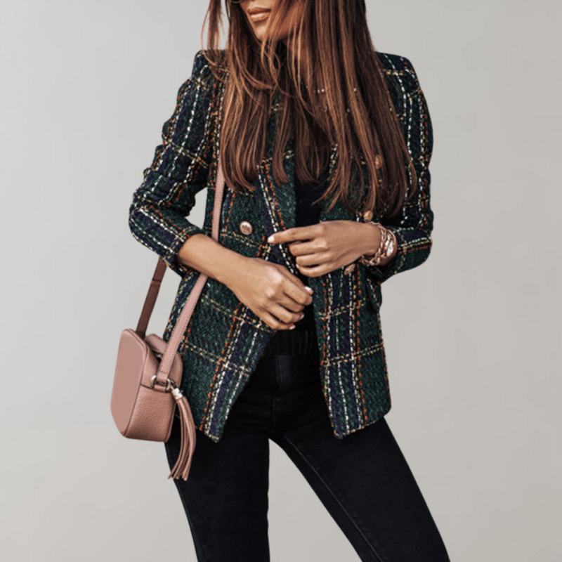 Damens Blazer med Rutemønster Klassisk Stil 1