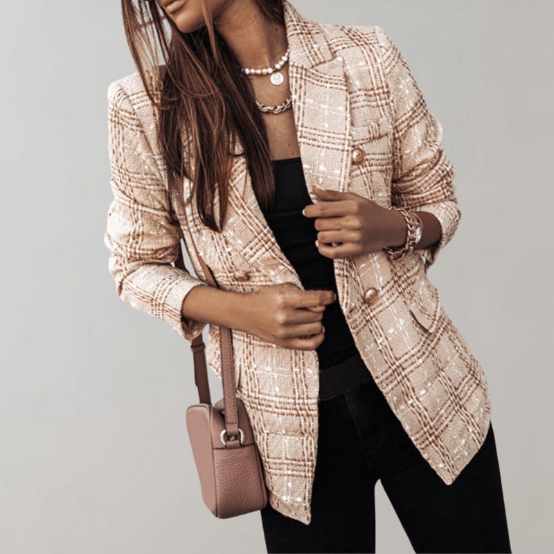 Damens Blazer med Rutemønster Klassisk Stil 2