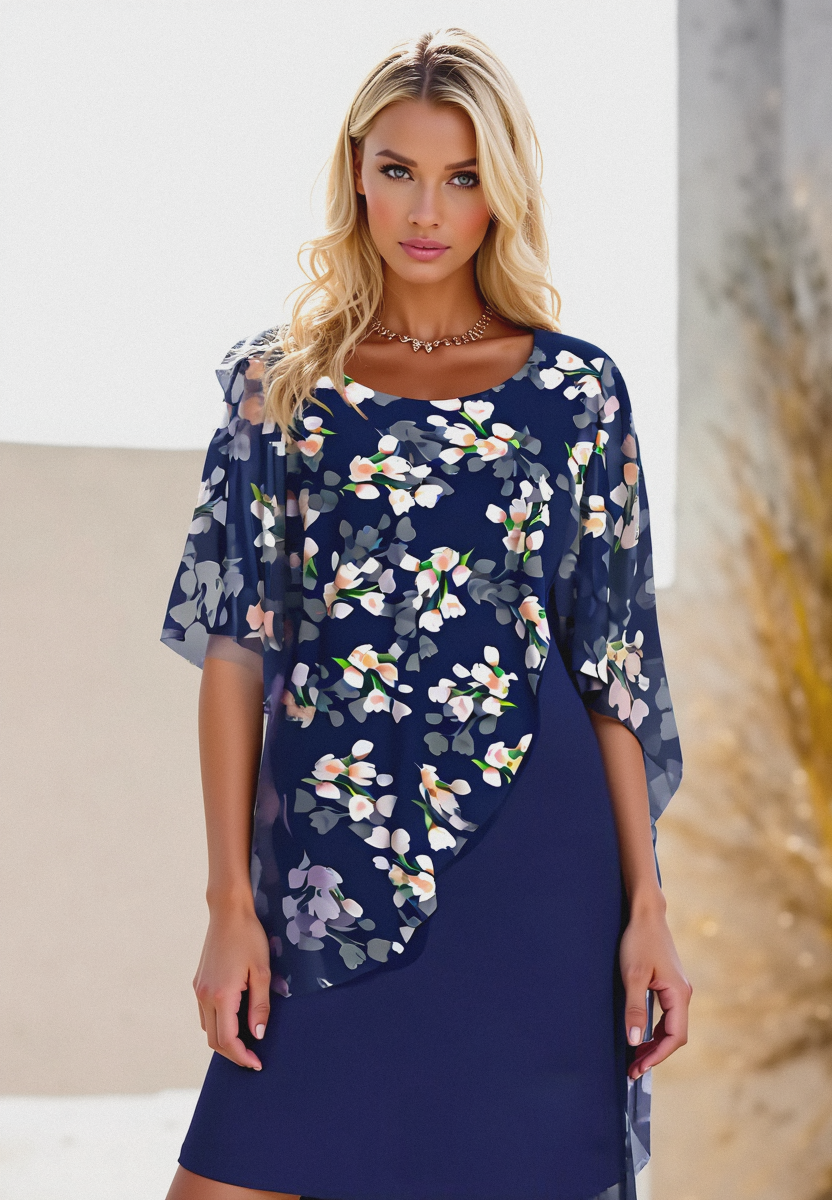 Damens Chiffon Kjole med Blomsterprint 1