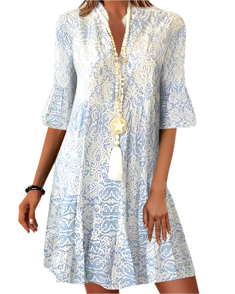 Damens Moderne Print Kjole med Raffinerte Mønstre 0