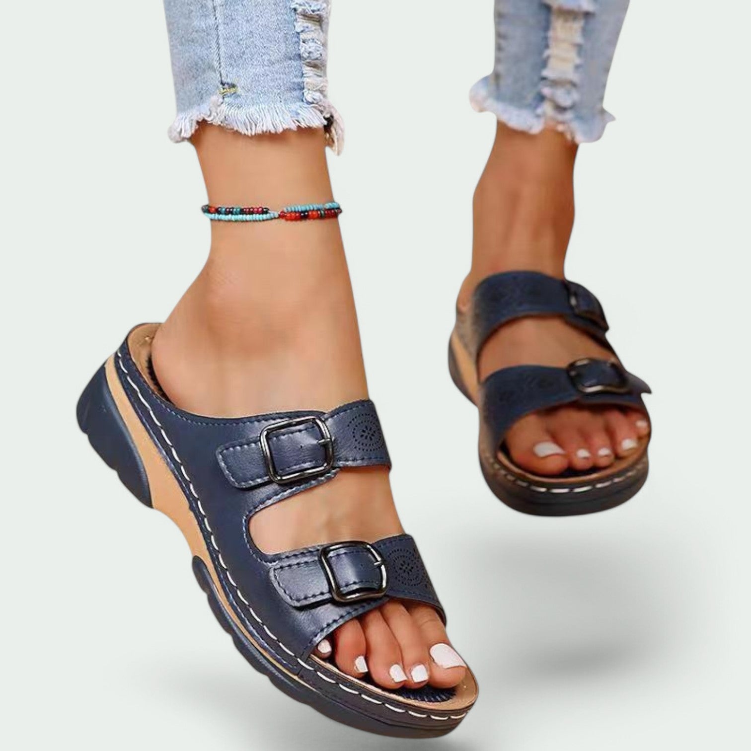 Damens Sandaler med Bred Hæl og Justerbar Design 4