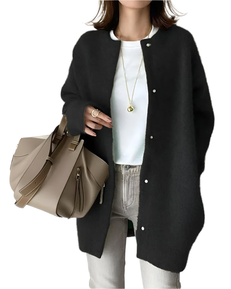 Damens Strikkjakke med Detaljer i Egyptisk Materiale 0