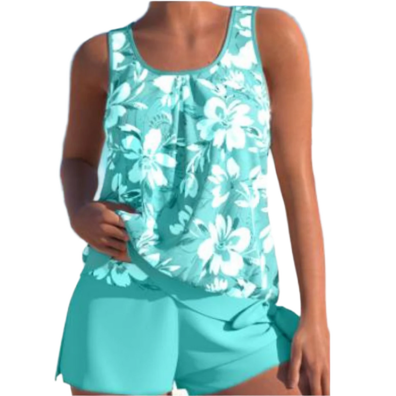 Damers Tankini Sett med Blomsterdesign og To Farger 0