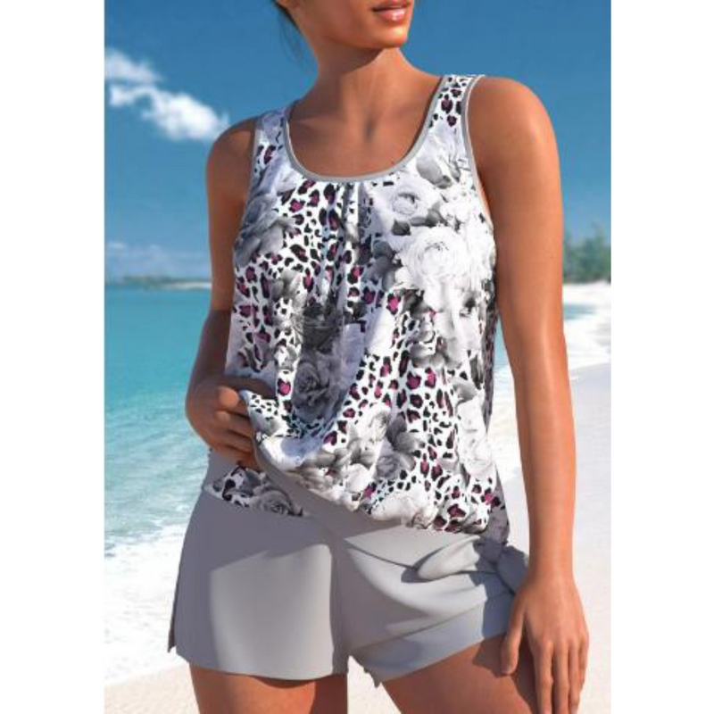 Damers Tankini Sett med Blomsterdesign og To Farger 2