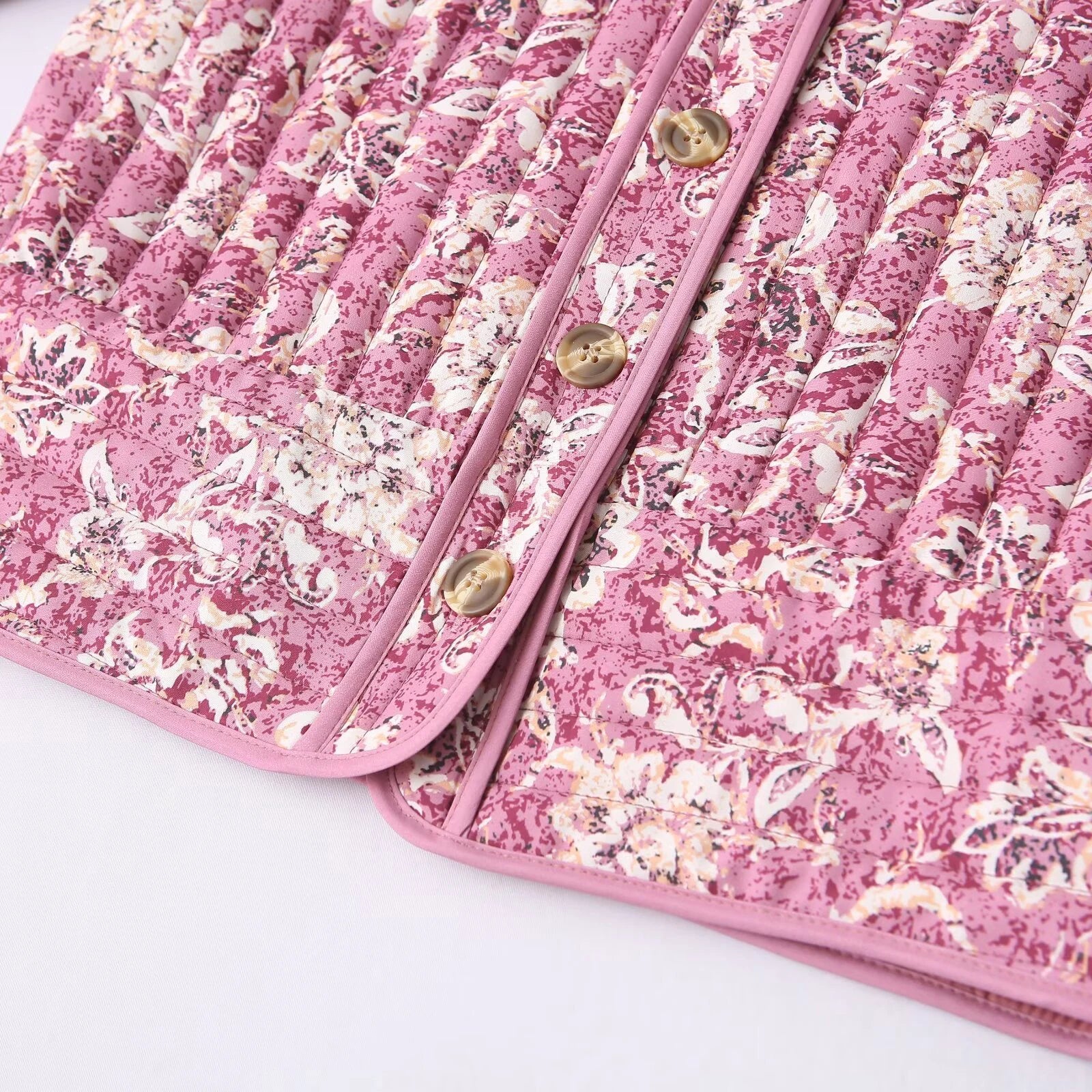 Dunjakke Dame Cropped Med Blomsterprint 5