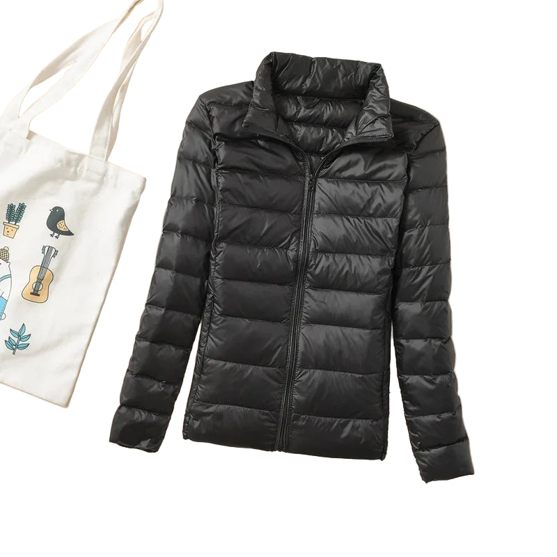 Dunjakke Dame Lett Kort Quiltet Puffer Parkas 9