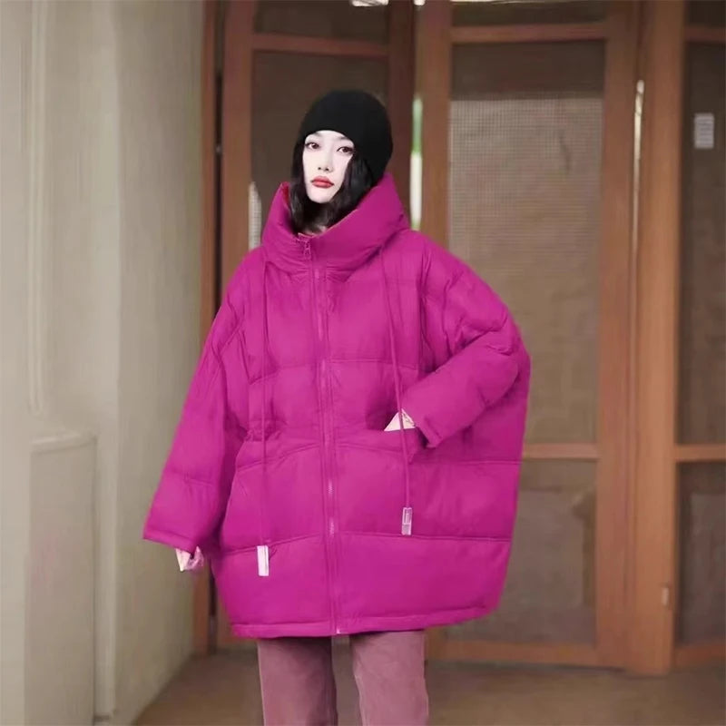 Dunjakke Dame med Hette Casual Lang Design for Kalde Dager 9