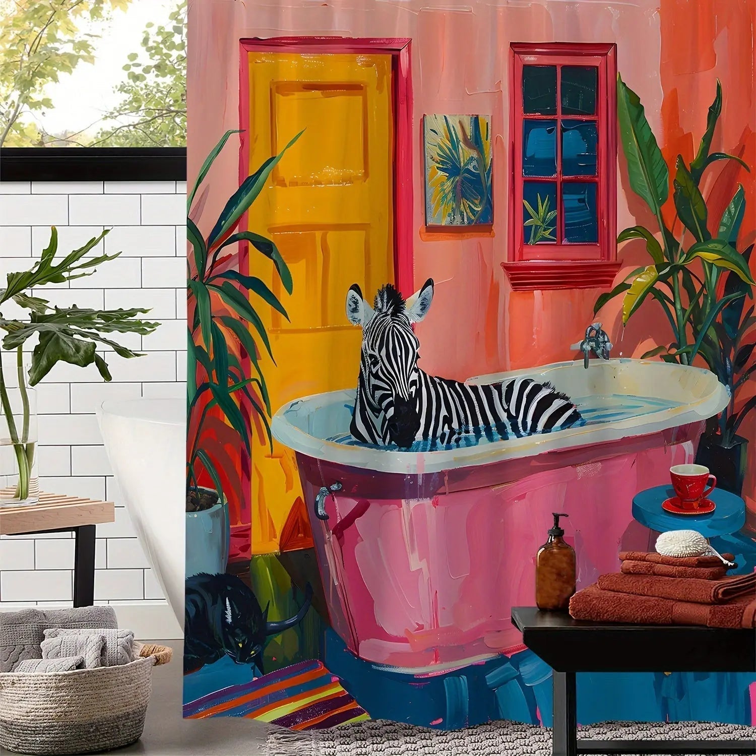 Dusjforheng Tropisk Zebra Design for Badet 0