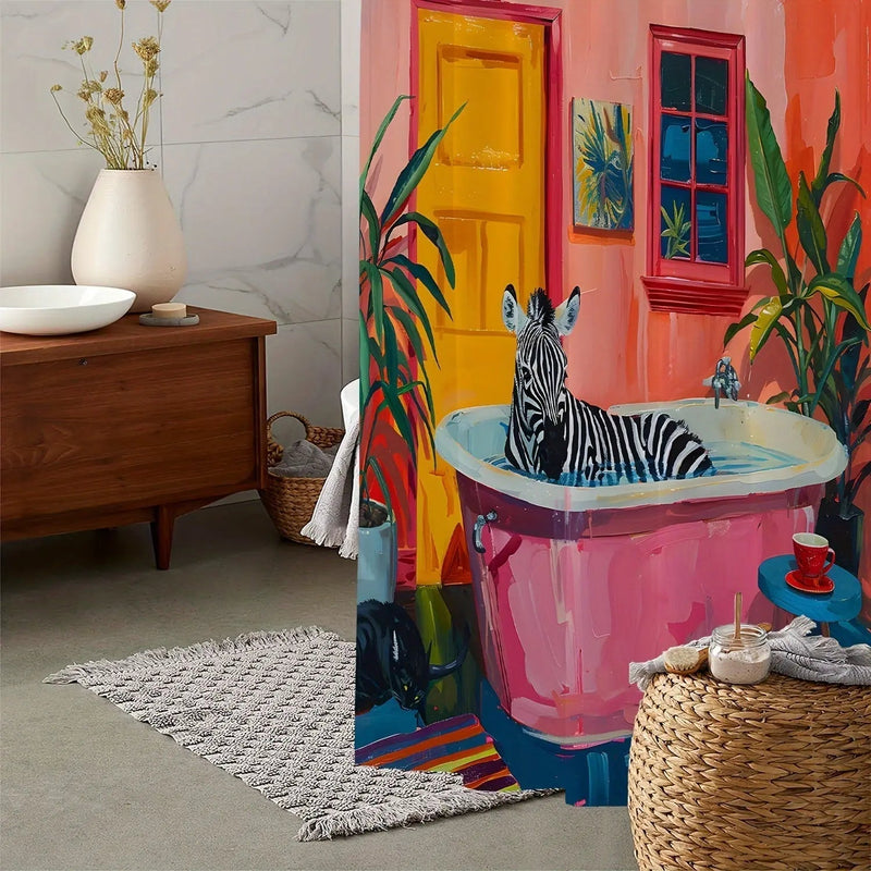 Dusjforheng Tropisk Zebra Design for Badet 1