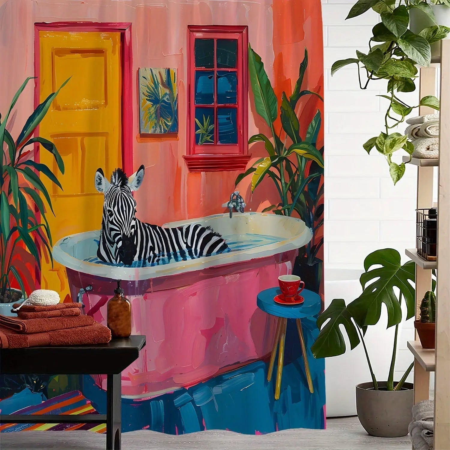 Dusjforheng Tropisk Zebra Design for Badet 2