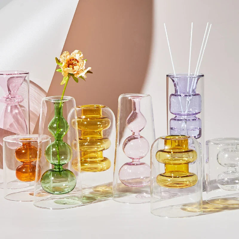 Fargerik Glassvase Skandinavisk Design 1