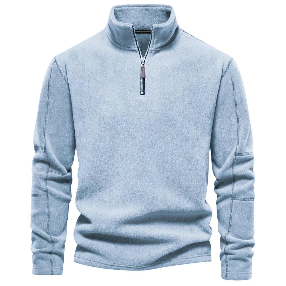 Fleecejakke Herre Tykk Casual Pullover med Glidelås 6