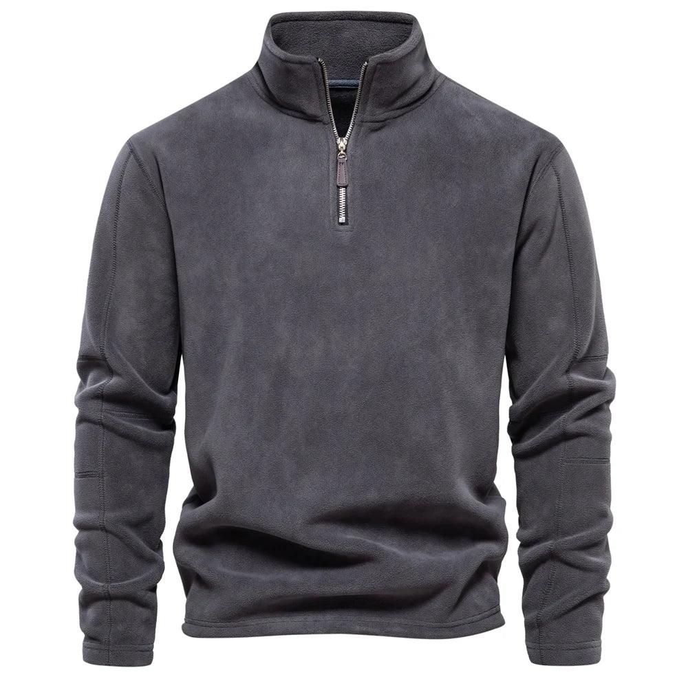 Fleecejakke Herre Tykk Casual Pullover med Glidelås 8