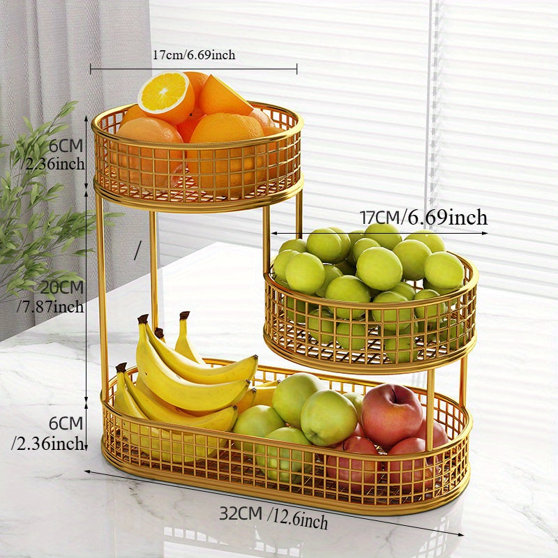 Flerlags Metall Fruktkurv for Kjøkken og Stue 3