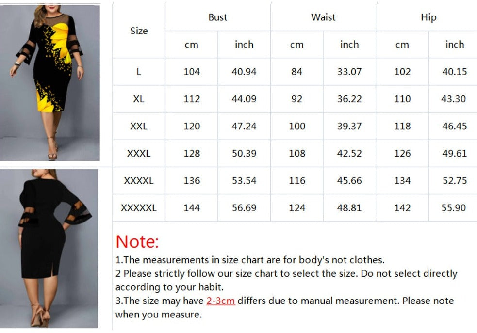Fritidskjole Med Solsikketrykk I Plussstørrelse