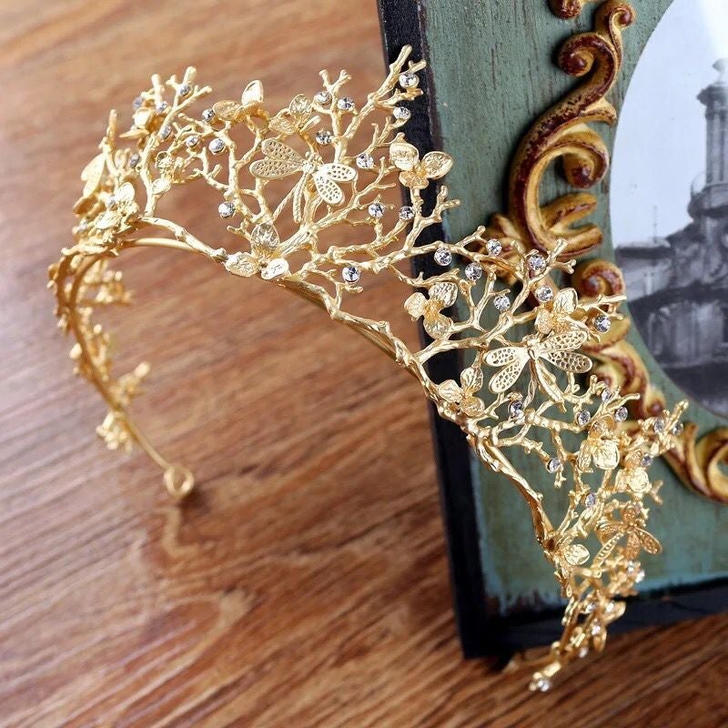 Gold Dragonfly Woodland Gatherer Crown