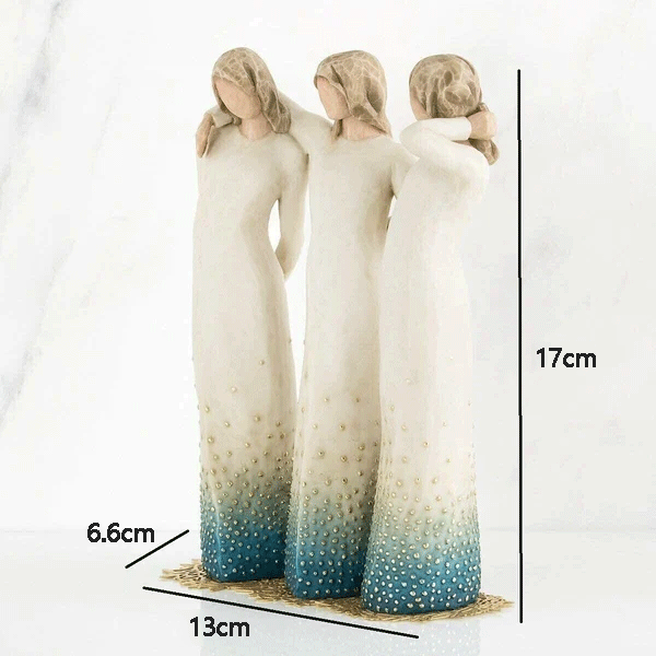 Håndlaget Statue av Søstre med Håndmalt Detaljer 4