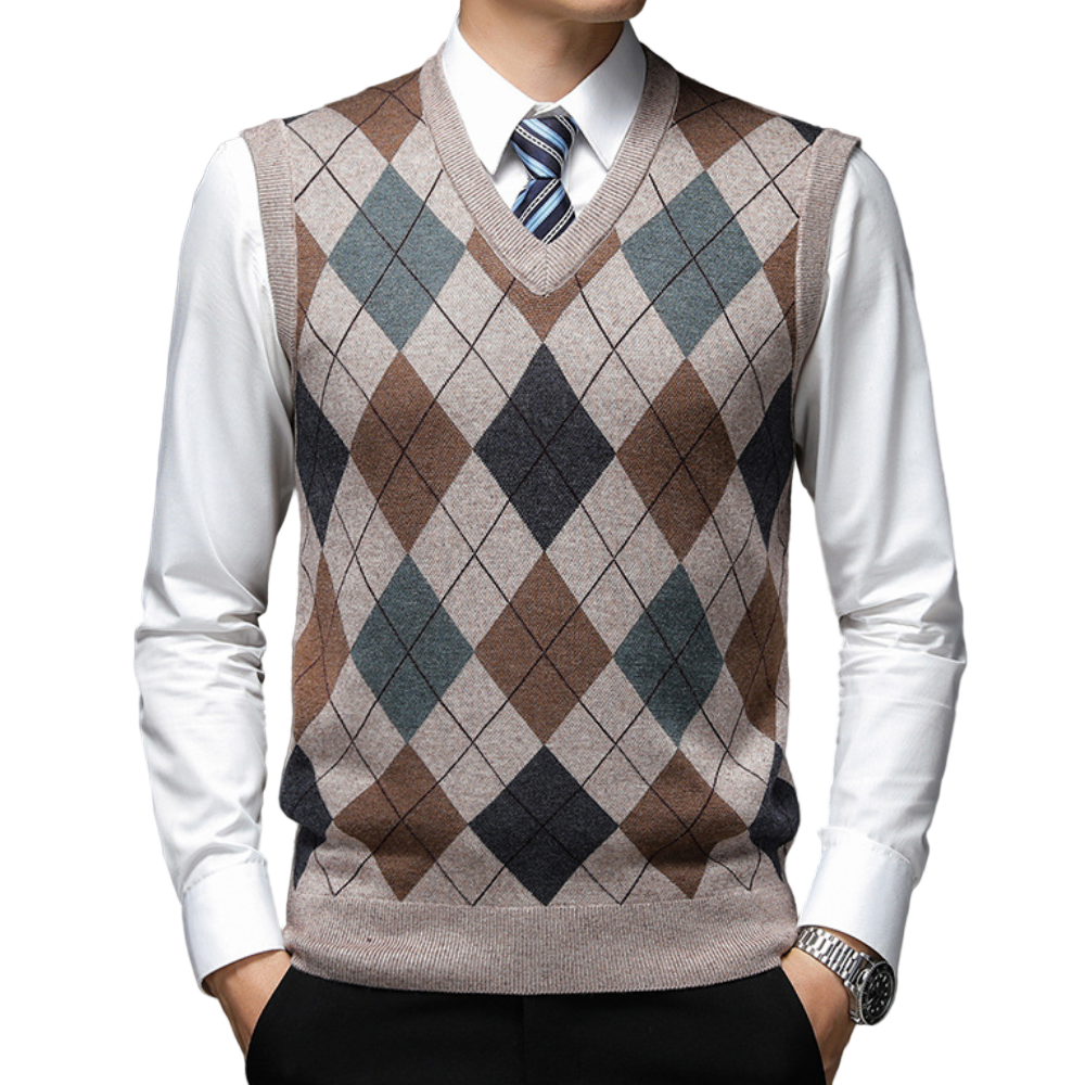 Herre Ærmeløs Sweater V-hals 0