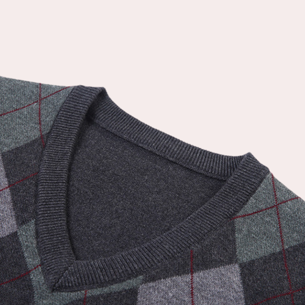Herre Ærmeløs Sweater V-hals 4
