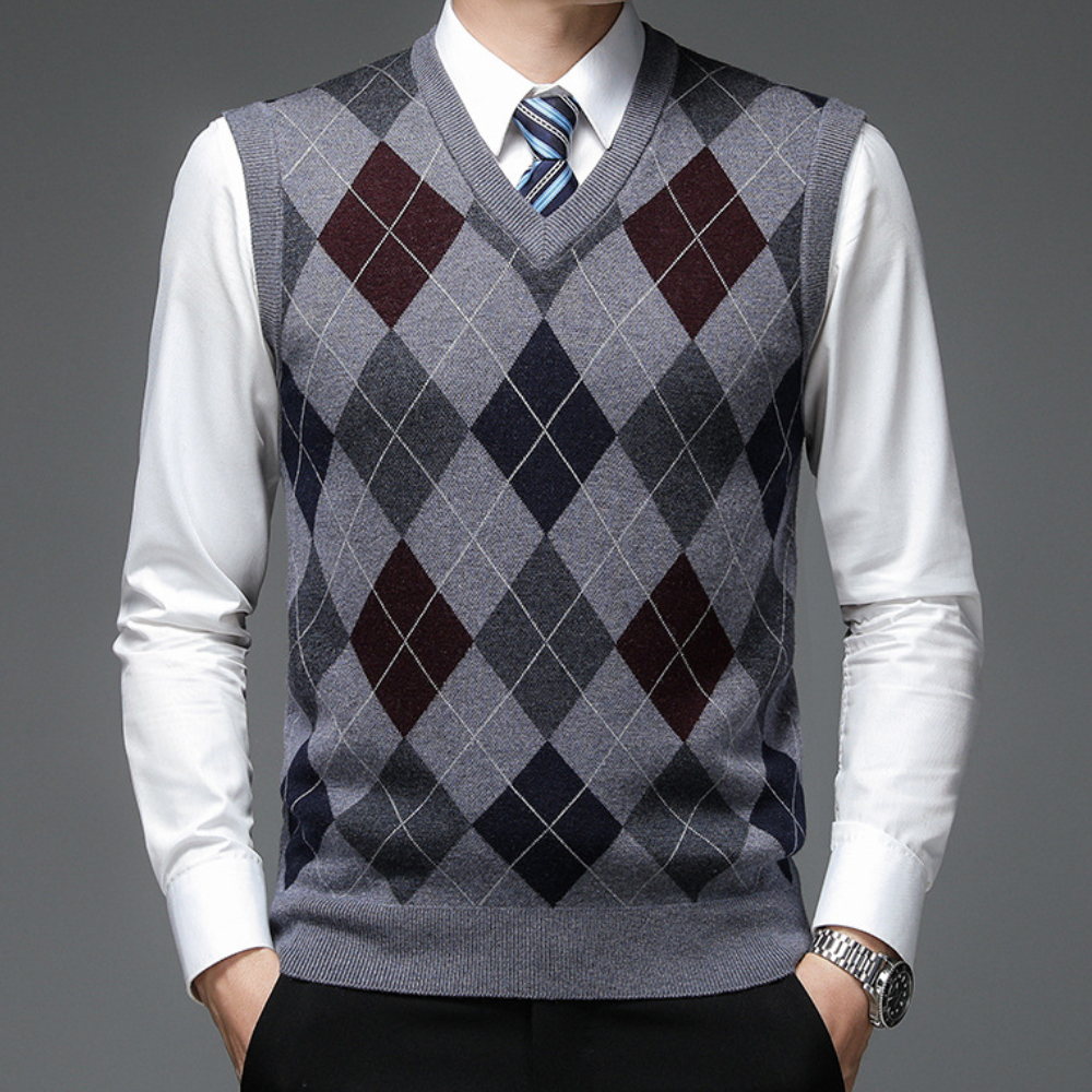 Herre Ærmeløs Sweater V-hals 7