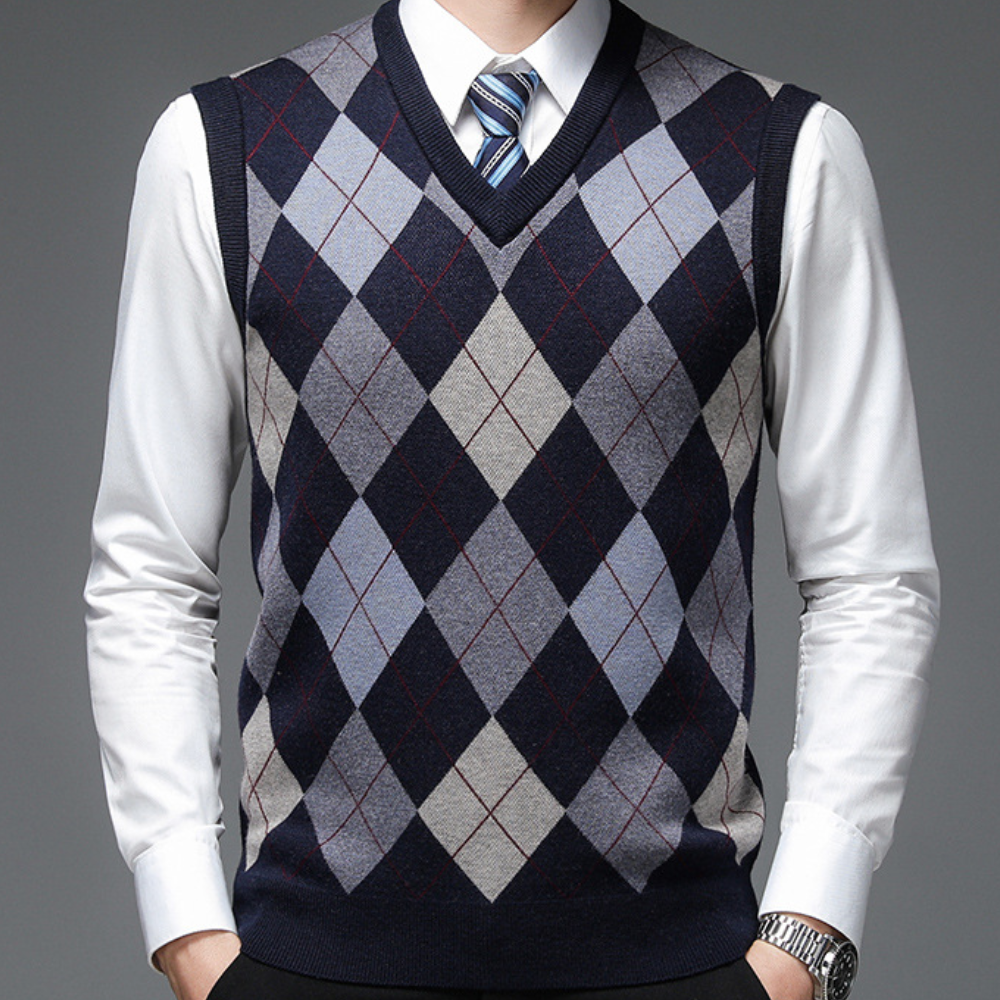 Herre Ærmeløs Sweater V-hals 8