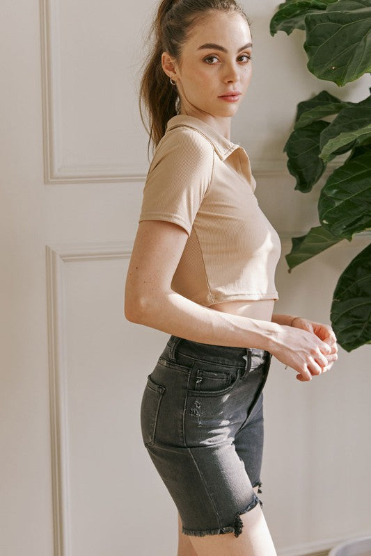 Herre Bermuda Shorts Høy Midje Svart 1