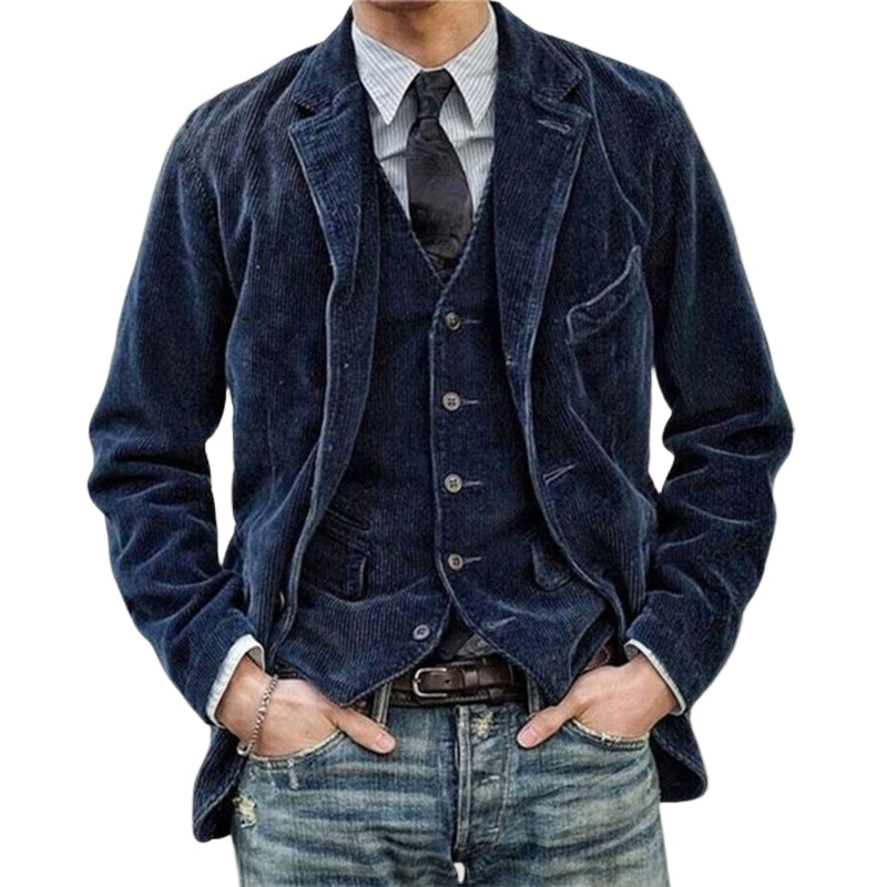 Herre Blazer og Vest Sett i Cord 0