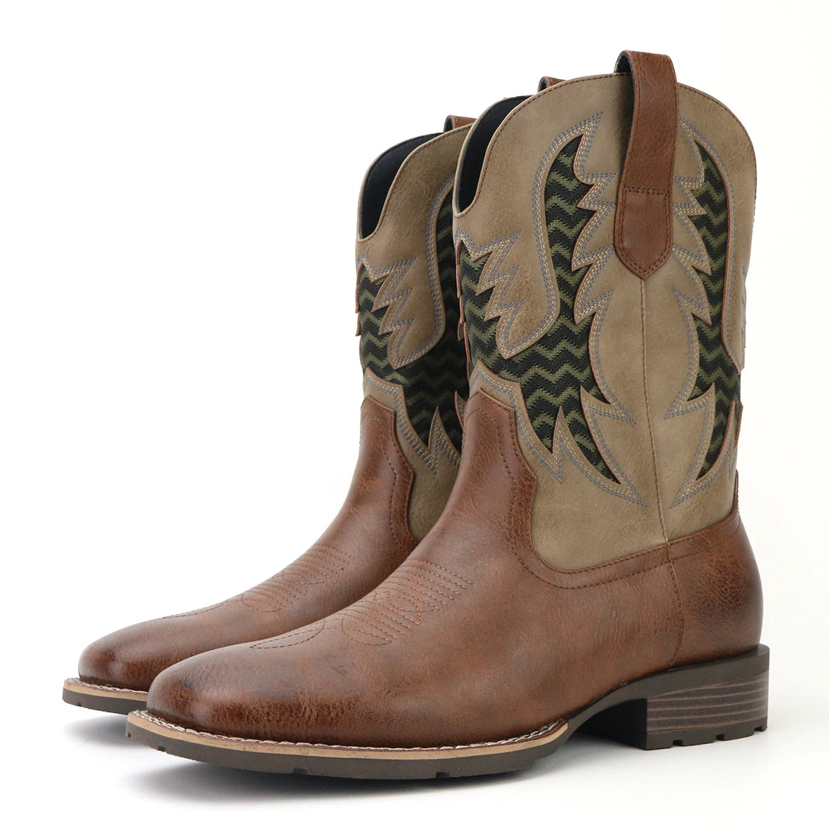 Herre Boots Vintage Brodert Lær og Tekstil 0