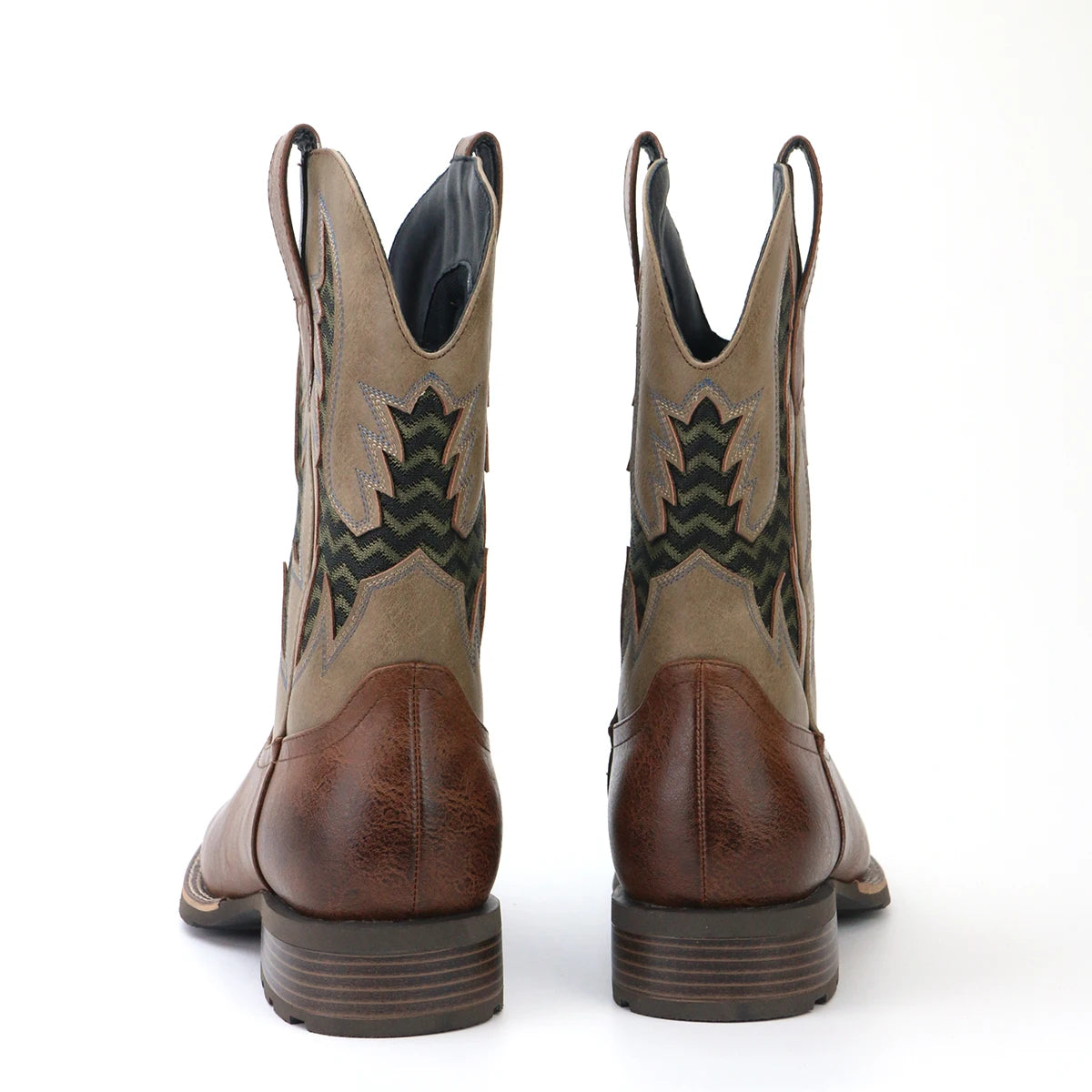 Herre Boots Vintage Brodert Lær og Tekstil 1